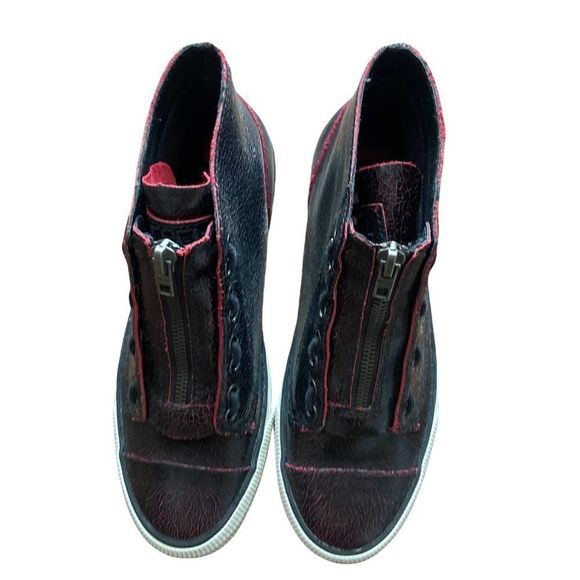 Diesel Black Cracked Leather Effect High Top Sneakers - Picture 10 of 13